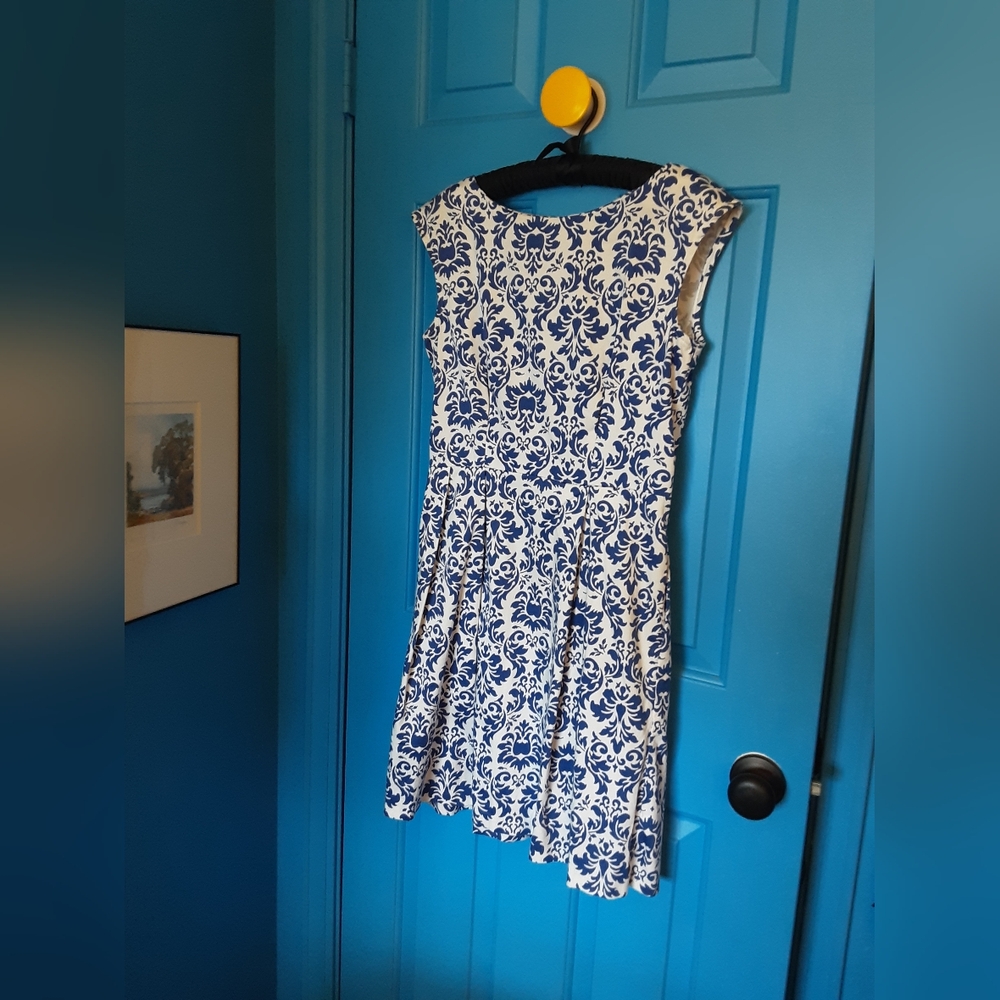 Closet Blue and White Skater Dress